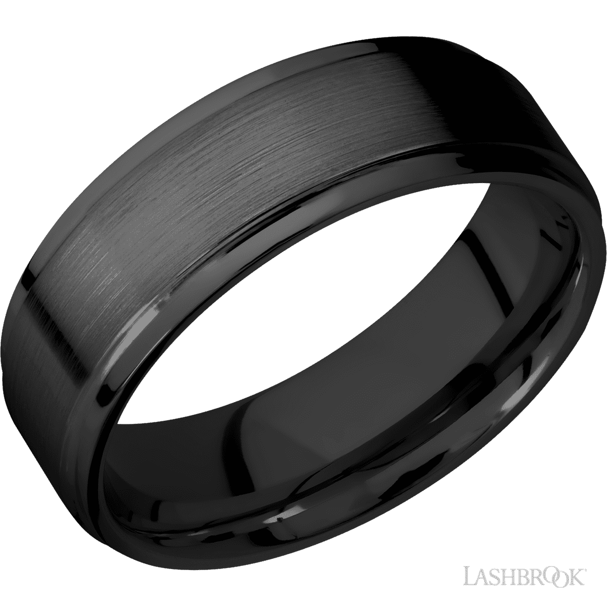 7 mm wide Flat Grooved Edges Zirconium band