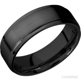 7 mm wide Flat Grooved Edges Zirconium band