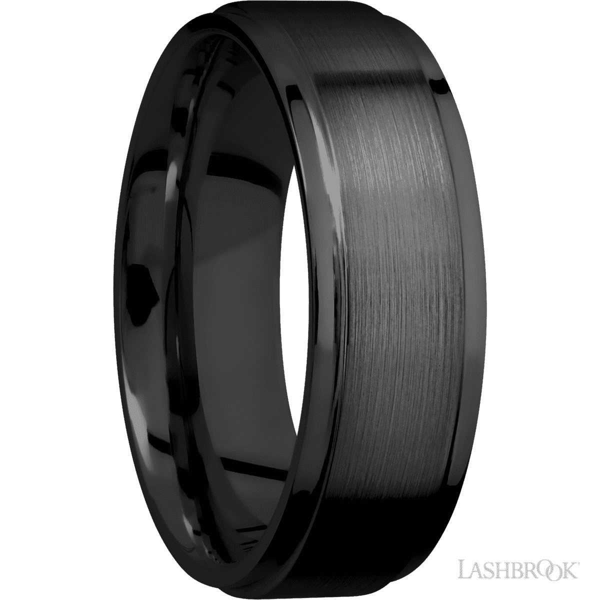 7 mm wide Flat Grooved Edges Zirconium band