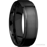 7 mm wide Flat Grooved Edges Zirconium band