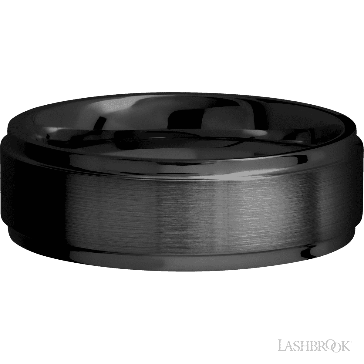 7 mm wide Flat Grooved Edges Zirconium band
