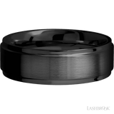 7 mm wide Flat Grooved Edges Zirconium band