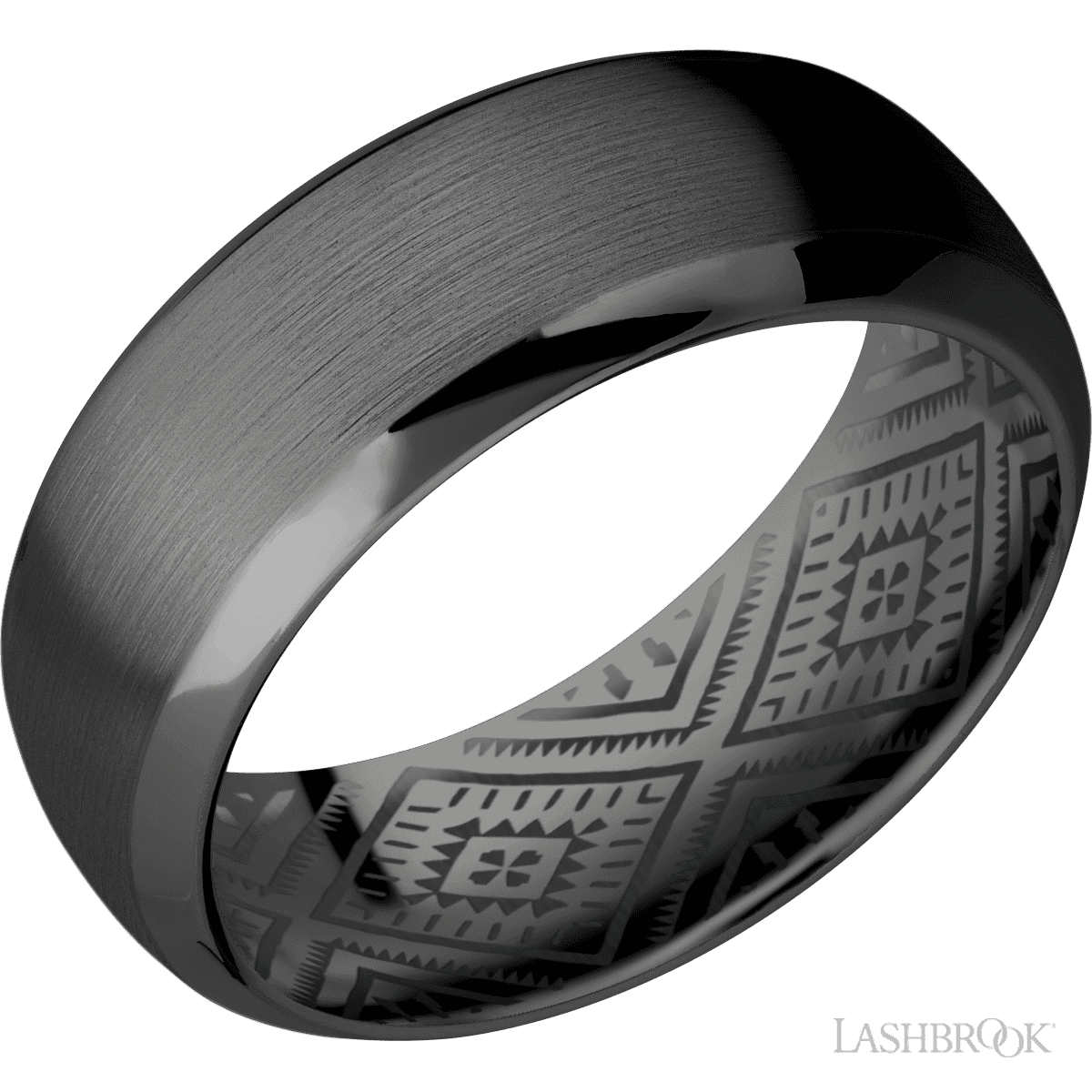 8 mm wide Domed Bevel Zirconium band