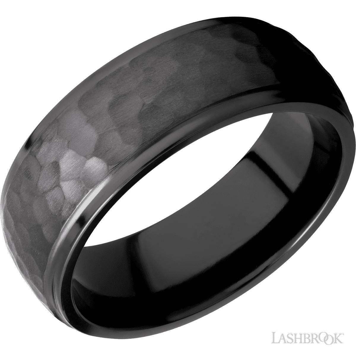 8 mm wide Domed Stepped Down Edges Zirconium band