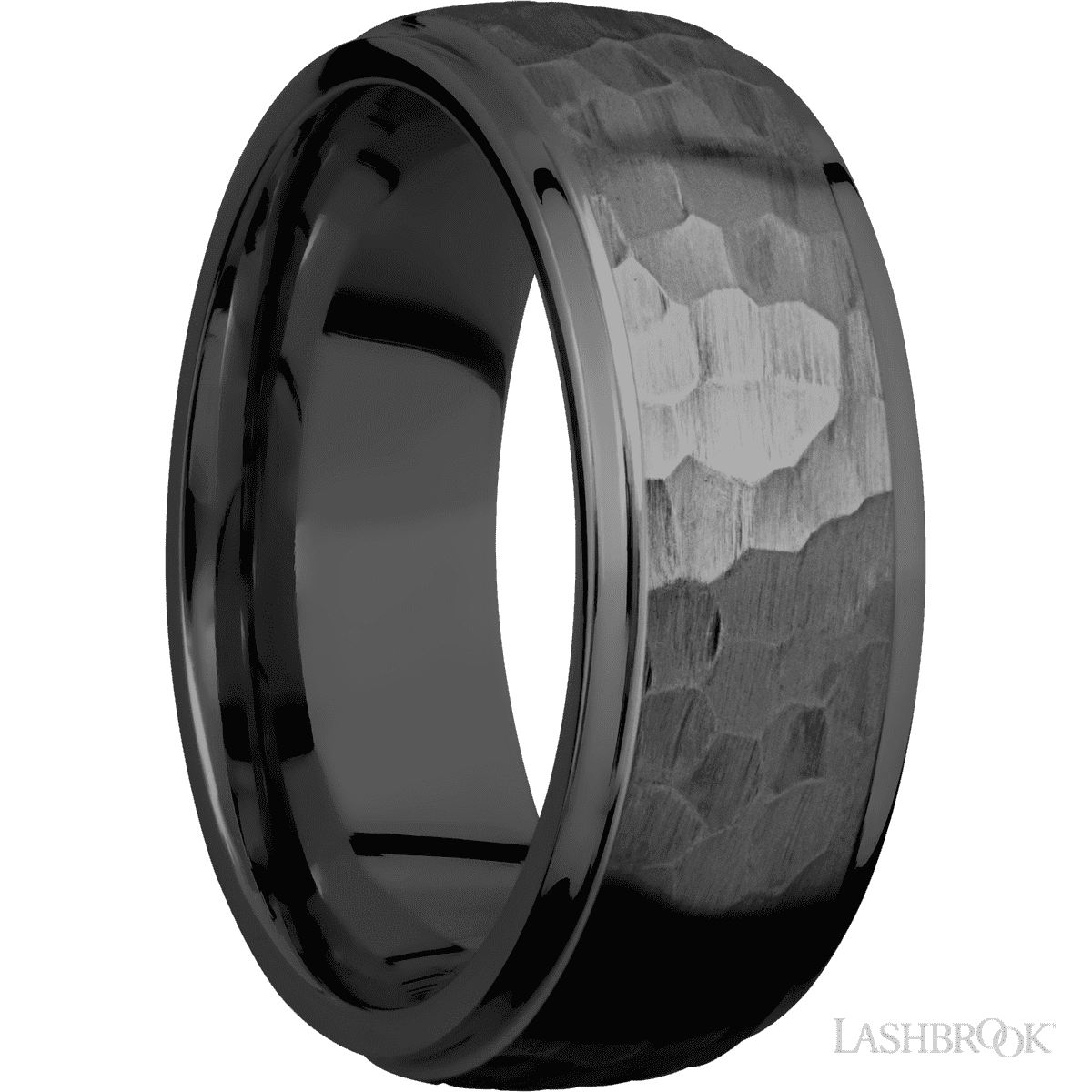 8 mm wide Domed Stepped Down Edges Zirconium band
