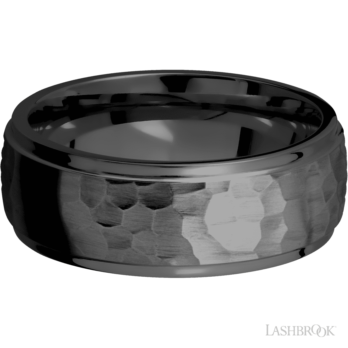 8 mm wide Domed Stepped Down Edges Zirconium band