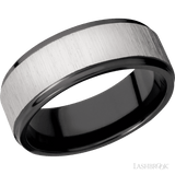 8 mm wide Flat Grooved Edges Zirconium band