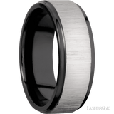 8 mm wide Flat Grooved Edges Zirconium band