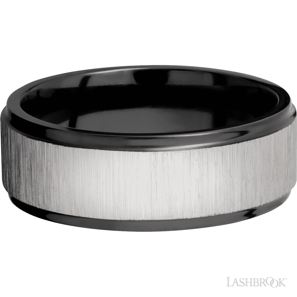 8 mm wide Flat Grooved Edges Zirconium band