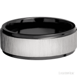 8 mm wide Flat Grooved Edges Zirconium band