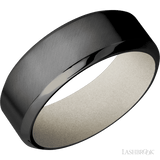 8 mm wide High Bevel Zirconium band featuring a Bright Nickel sleeve