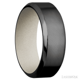 8 mm wide High Bevel Zirconium band featuring a Bright Nickel sleeve