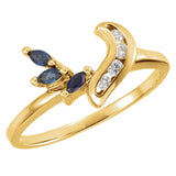 14K Yellow Gold Natural Blue Sapphire & .07 CTW Natural Diamond Ring