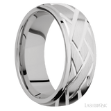 8 mm wide/Domed Stepped Down Edges/14K White Gold band with a machined Lattice pattern