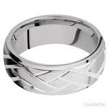 8 mm wide/Domed Stepped Down Edges/14K White Gold band with a machined Lattice pattern