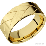 8 mm wide/Flat/14K Yellow Gold band with a machined Flatbraid pattern