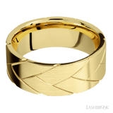8 mm wide/Flat/14K Yellow Gold band with a machined Flatbraid pattern