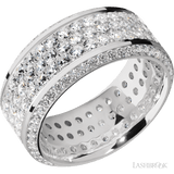 10 mm wide/High Bevel/14K White Gold band with a Bevel Eternity arrangement of 01 carat Round Diamond stones in a Bead setting and featuring a a 3 Row Eternity arrangement of 03 carat Round Diamond stones in a Bead Channel setting