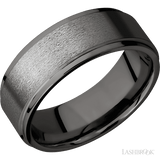 8 mm wide Flat Grooved Edges Tantalum Noir band