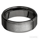 8 mm wide Flat Grooved Edges Tantalum Noir band