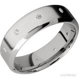 7 mm wide/High Bevel/14K White Gold band with a 9X Even arrangement of 03 carat Round Diamond stones in a Flush setting