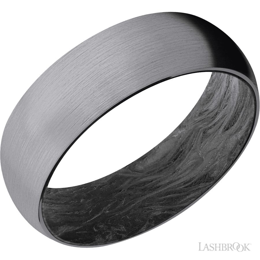 7 mm wide Domed Tantalum band featuring a Forged Carbon Fiber sleeve