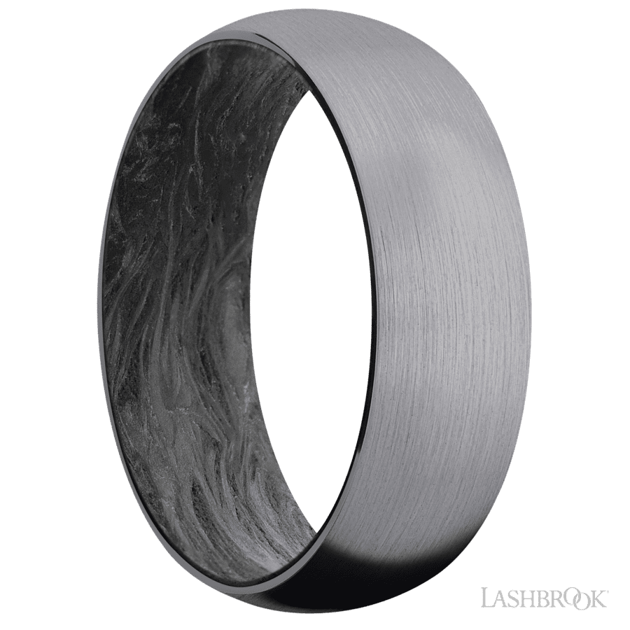 7 mm wide Domed Tantalum band featuring a Forged Carbon Fiber sleeve