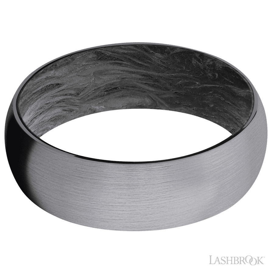 7 mm wide Domed Tantalum band featuring a Forged Carbon Fiber sleeve