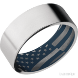 8 mm wide Flat Cobalt Chrome band featuring a Navy Blue sleeve