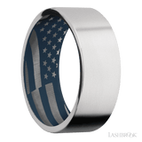 8 mm wide Flat Cobalt Chrome band featuring a Navy Blue sleeve
