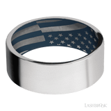 8 mm wide Flat Cobalt Chrome band featuring a Navy Blue sleeve