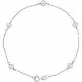 14K White Cultured White Freshwater Pearl 5-Station 7" Bracelet