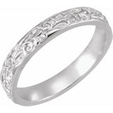 14K White Gold 3 mm Floral Band