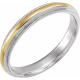 14K Yellow & White 3.5 mm Half Round Band with Milgrain