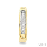 1/10 Ctw Baguette Cut Diamond Huggie Earrings in 10K Yellow Gold