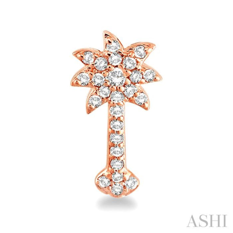 1/4 ctw Round Cut Diamond Palm Tree Earrings in 14K Rose Gold