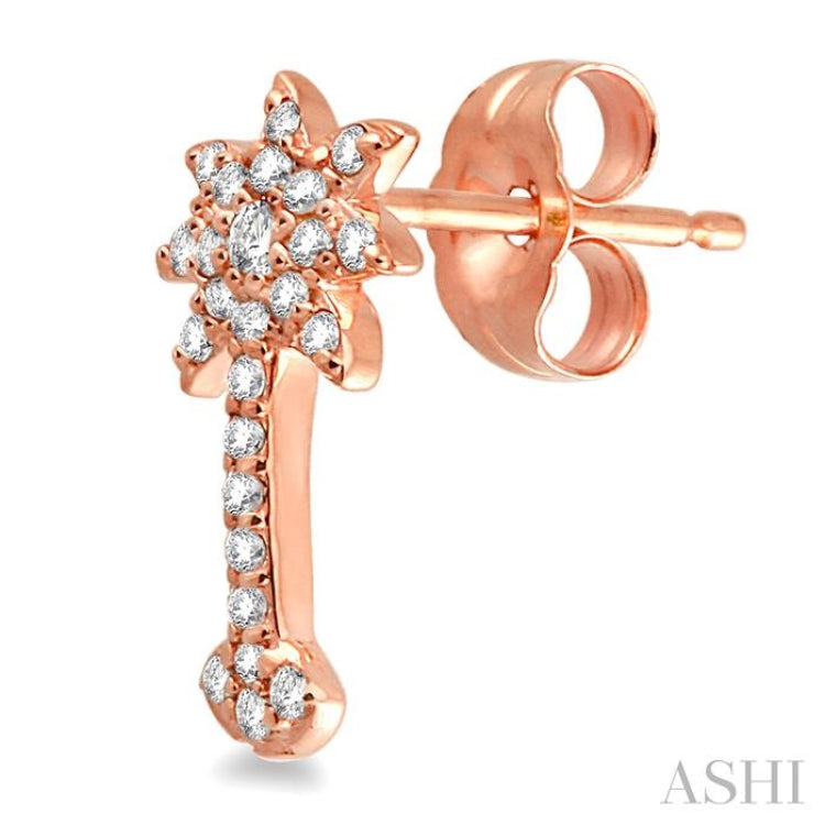 1/4 ctw Round Cut Diamond Palm Tree Earrings in 14K Rose Gold