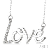 1/50 Ctw Round Cut Diamond Love Pendant with Chain in Sterling Silver