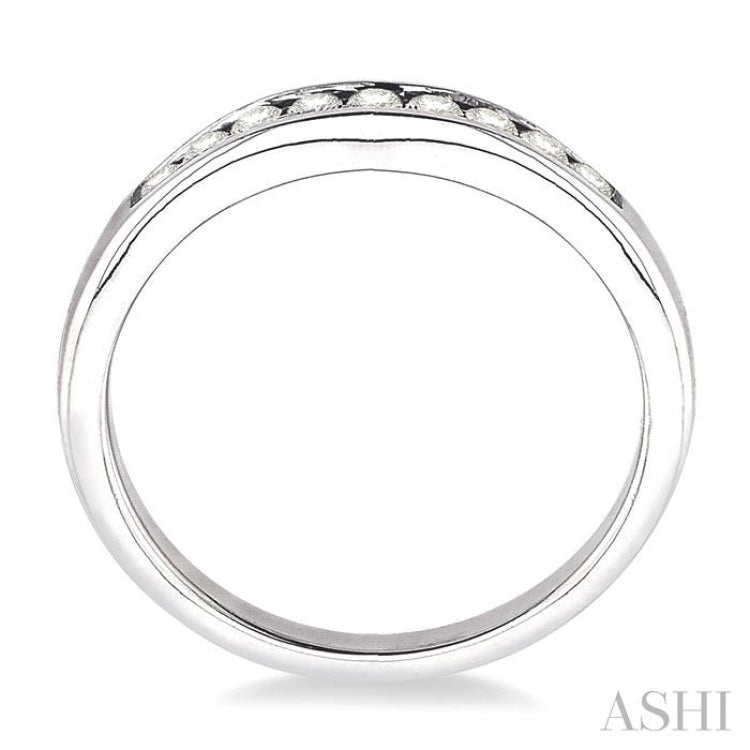 1/4 ctw V Shape Round Cut Diamond Matching Wedding Band in 14K White Gold