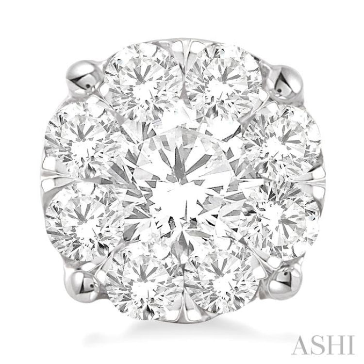3 ctw Lovebright Round Cut Diamond Stud Earrings in 14K White Gold