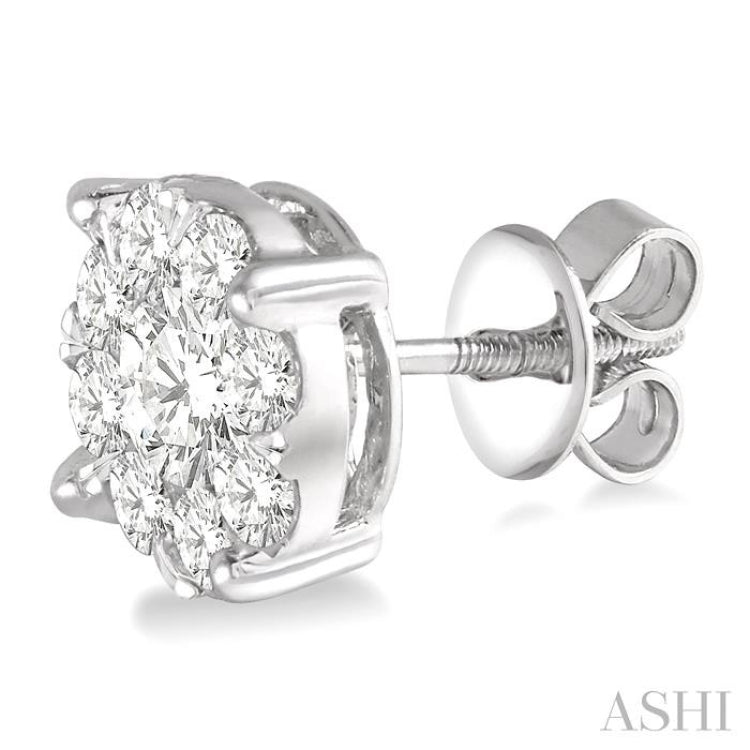 3 ctw Lovebright Round Cut Diamond Stud Earrings in 14K White Gold