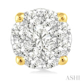 1 ctw Lovebright Round Cut Diamond Stud Earrings in 14K Yellow and White Gold
