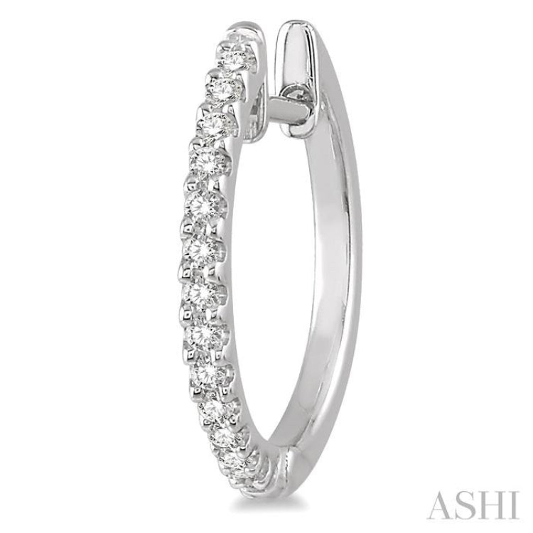 1/5 ctw Round Cut Diamond Hoop Earrings in 10K White Gold