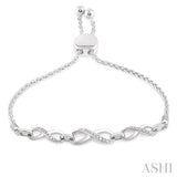 1/20 ctw Triple Infinity Link Round Cut Diamond Sterling Silver Lariat Bracelet