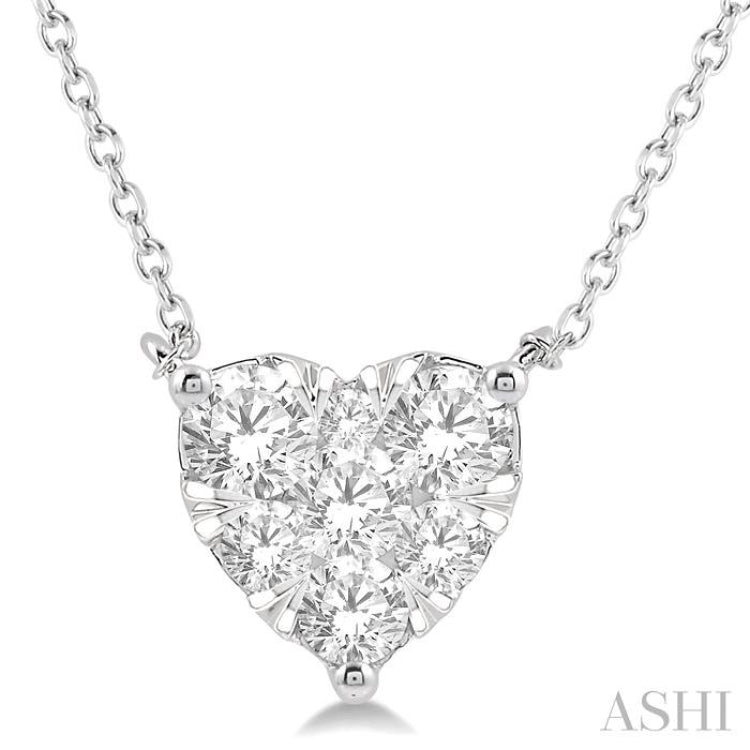 3/4 ctw Lovebright Diamond Heart Pendant With Chain in 14K White Gold