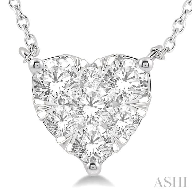 3/4 ctw Lovebright Diamond Heart Pendant With Chain in 14K White Gold