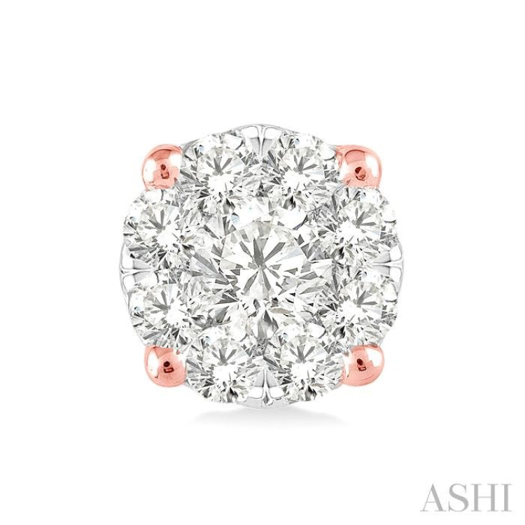 1/6 ctw Lovebright Round Cut Diamond Stud Earrings in 14K Rose Gold