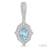 1/4 Ctw Oval Shape 5x3mm Aquamarine & Round Cut Diamond Semi Precious Earrings in 10K White Gold