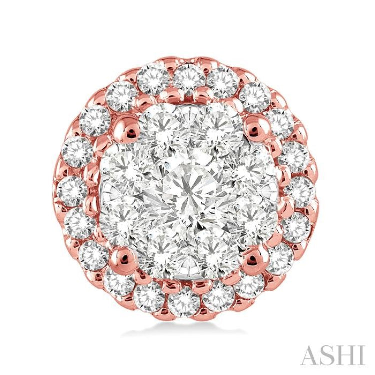 1/2 ctw Lovebright Round Cut Diamond Earrings in 14K Rose and White Gold
