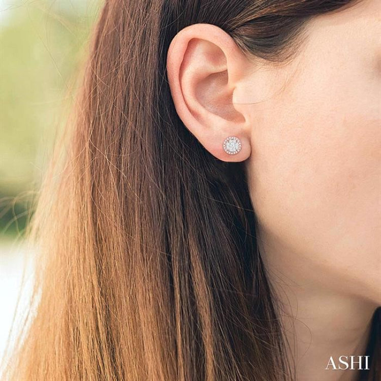 1/2 ctw Lovebright Round Cut Diamond Earrings in 14K Rose and White Gold